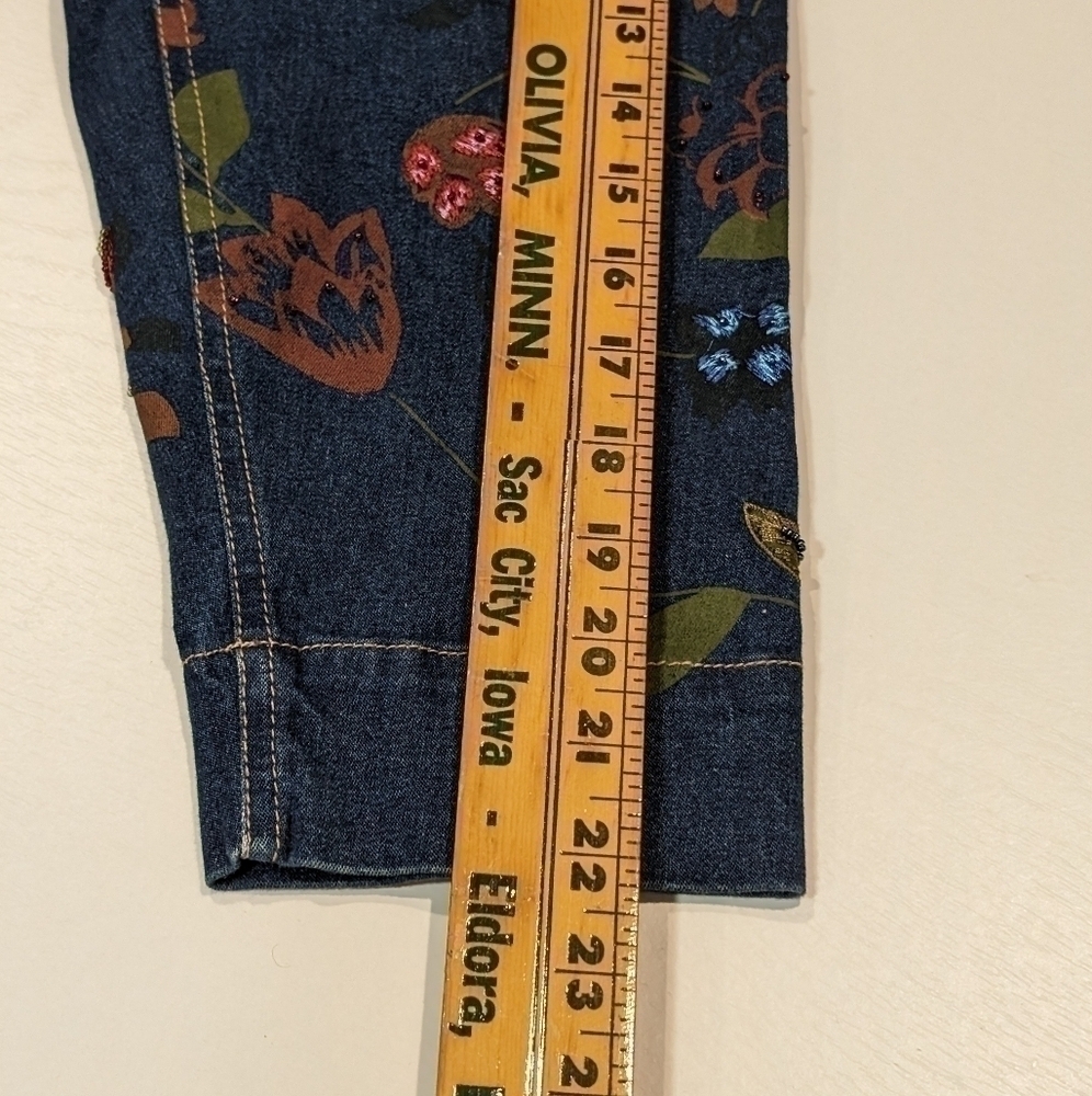 Susan Graver Bohemian Beaded  Embroidered Painted Denim Chore Jacket Floral  1X - Picture 16 of 16